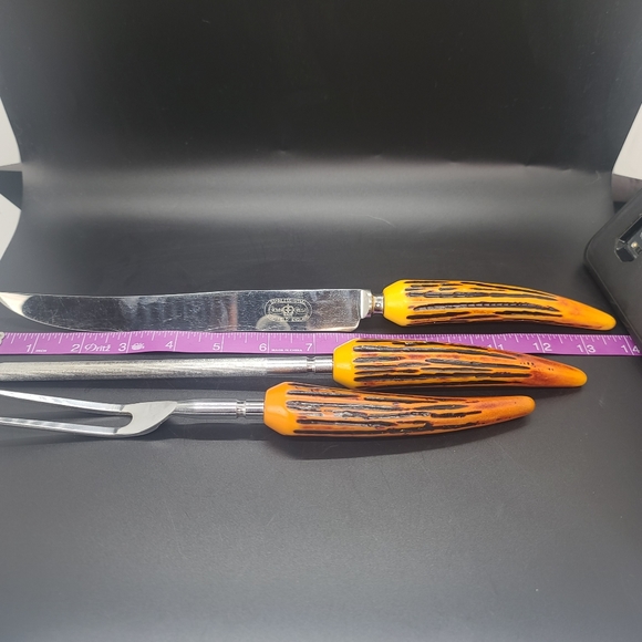 Crown Crest Stainless Steel Sheffield England 3 Piece Craving Set. - Picture 7 of 8